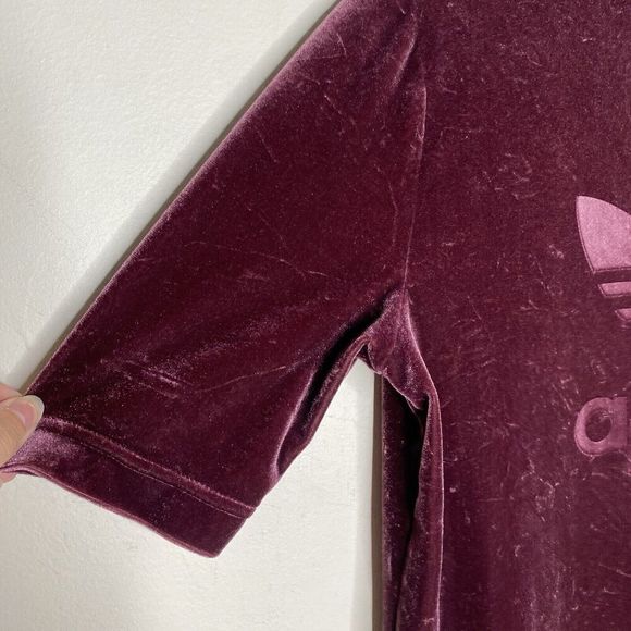 Adidas Originals Pink Velvet Velour High Neck Dress XS - Picture 4 of 11